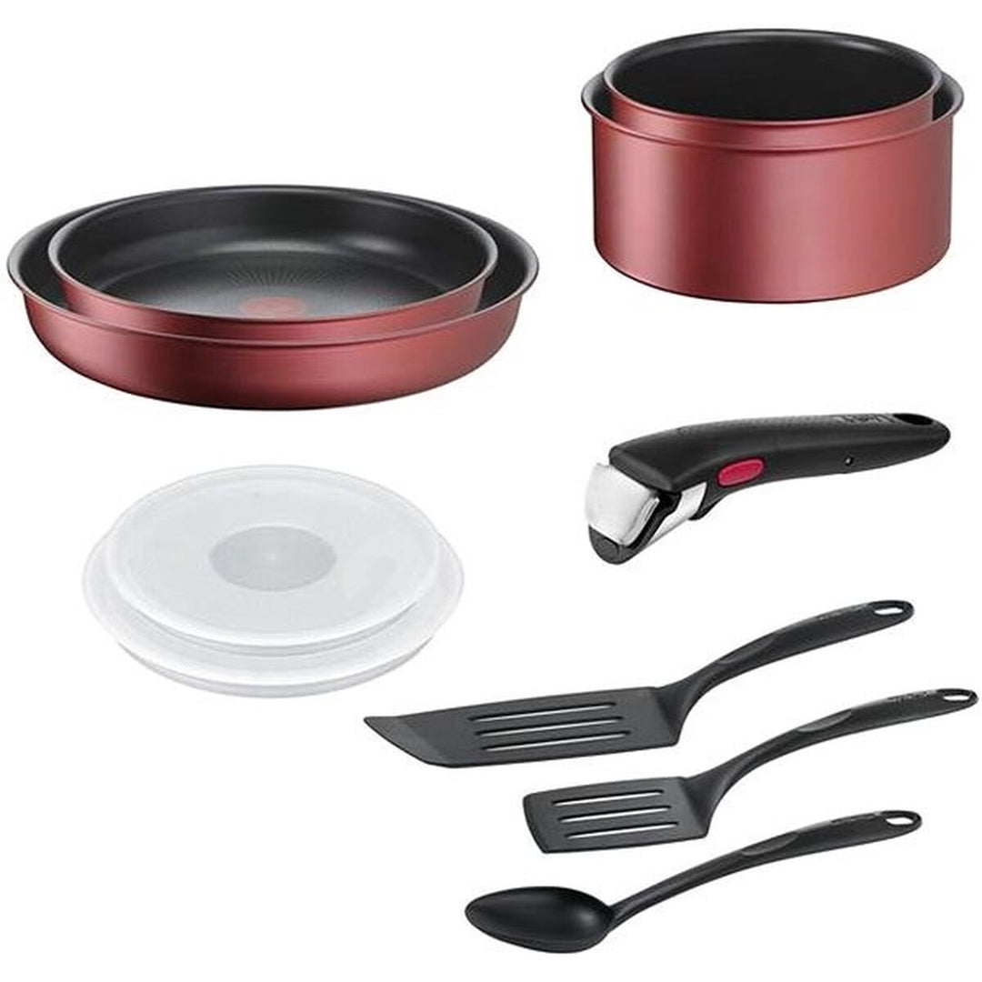 Tefal Kastrullset 10 Delar - Non-stick, induktionshäll, svart och röd, aluminium. Uppgradera ditt kö