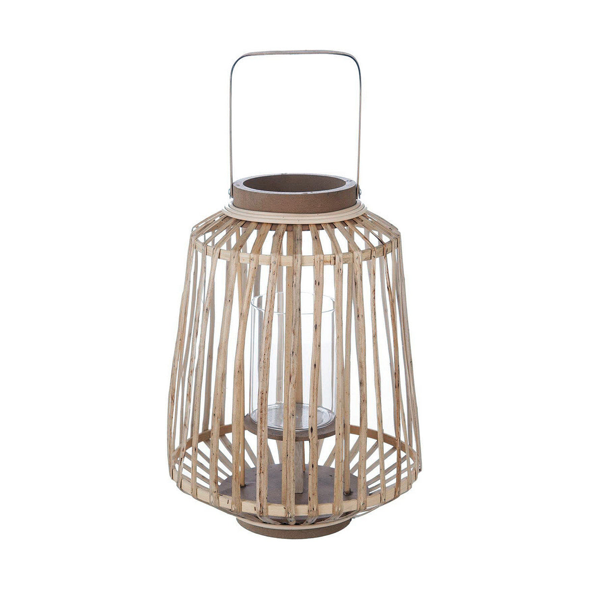 Antik Silver Ljusstakar - Atmosphera - 35 x 25 cm - Glas och Rattan - Polerad Finish