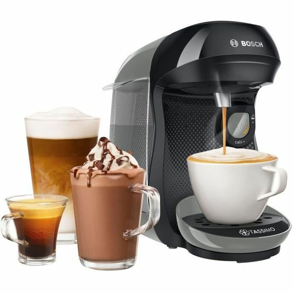 BOSCH TAS1009 Kaffemaskin - Kraftfull 1400 W, svart kapselmaskin med 700 ml kapacitet. Lätt att reng