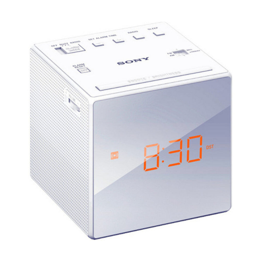 Sony Klockradio med LED-display, Vit - FM-radio, larm och snooze funktion, perfekt för teknikentusia