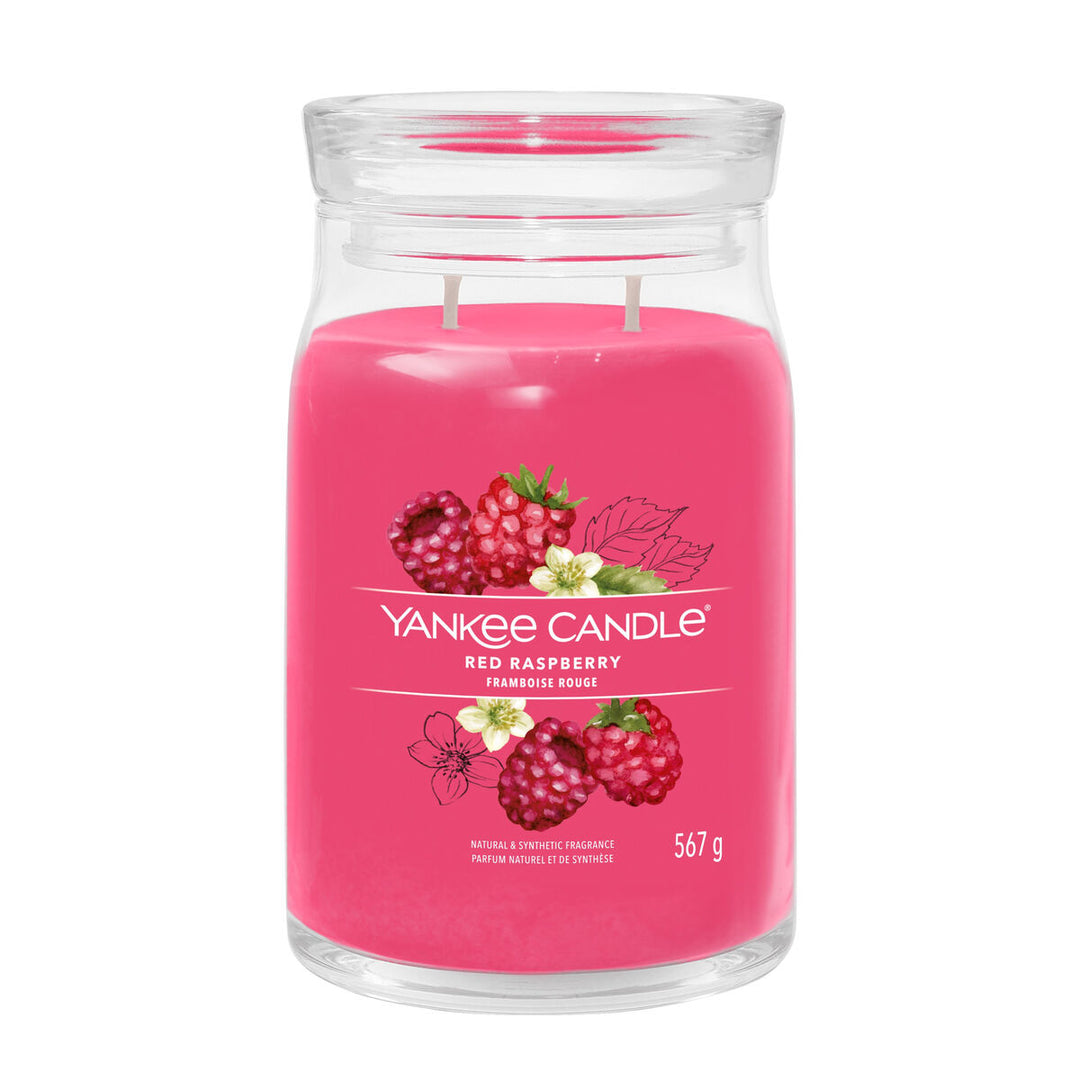 Yankee Candle Red Raspberry Doftljus - Fruktig hallondoft, 567 g. Skapa en mysig atmosfär hemma!