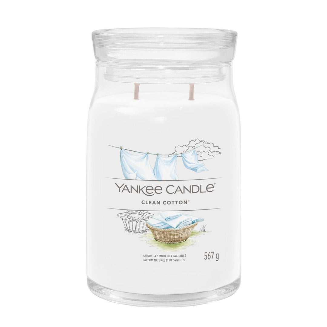 Yankee Candle Clean Cotton Doftljus - 567 g, fräsch doft av nytvättade lakan.