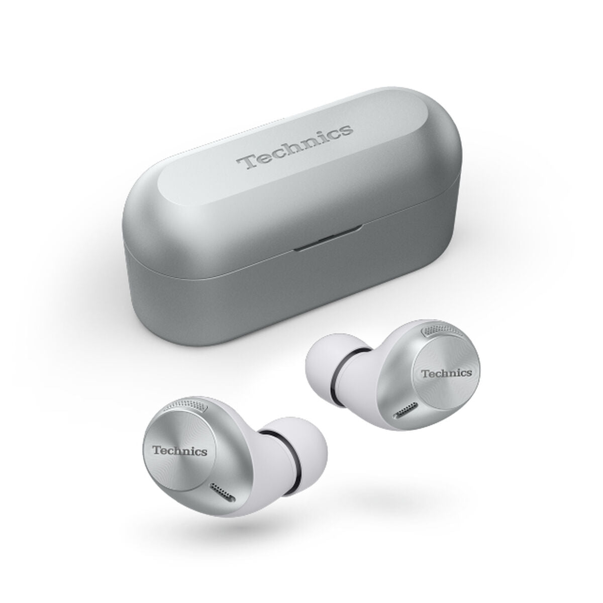 Bluetooth-hörlurar: Technics EAH-AZ40M2ES - Silver, trådlösa hörlurar med mikrofon. Passar vuxna, IP