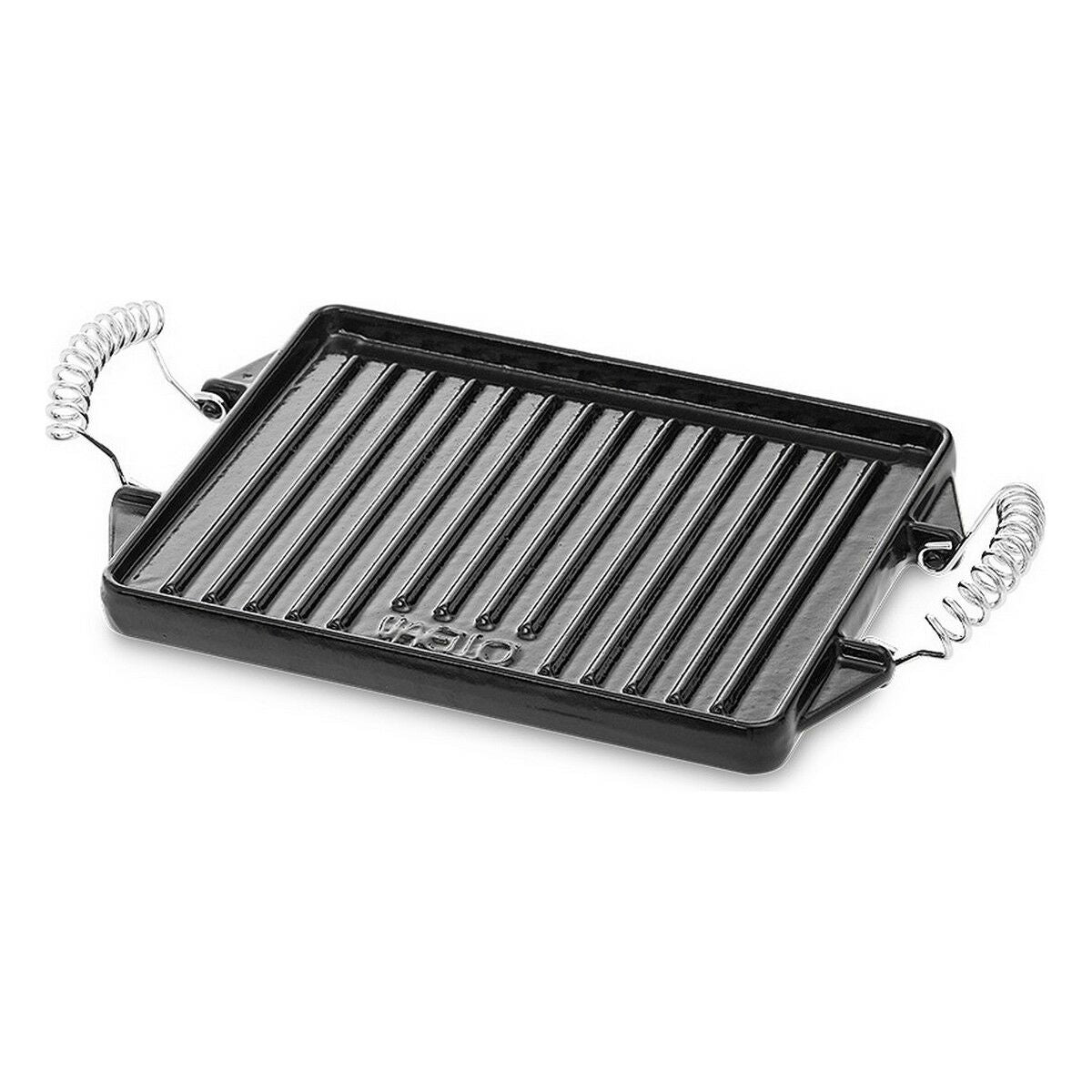 Grillplatta i svart emaljerat stål, rektangulär 27x21 cm - smidig och mångsidig.