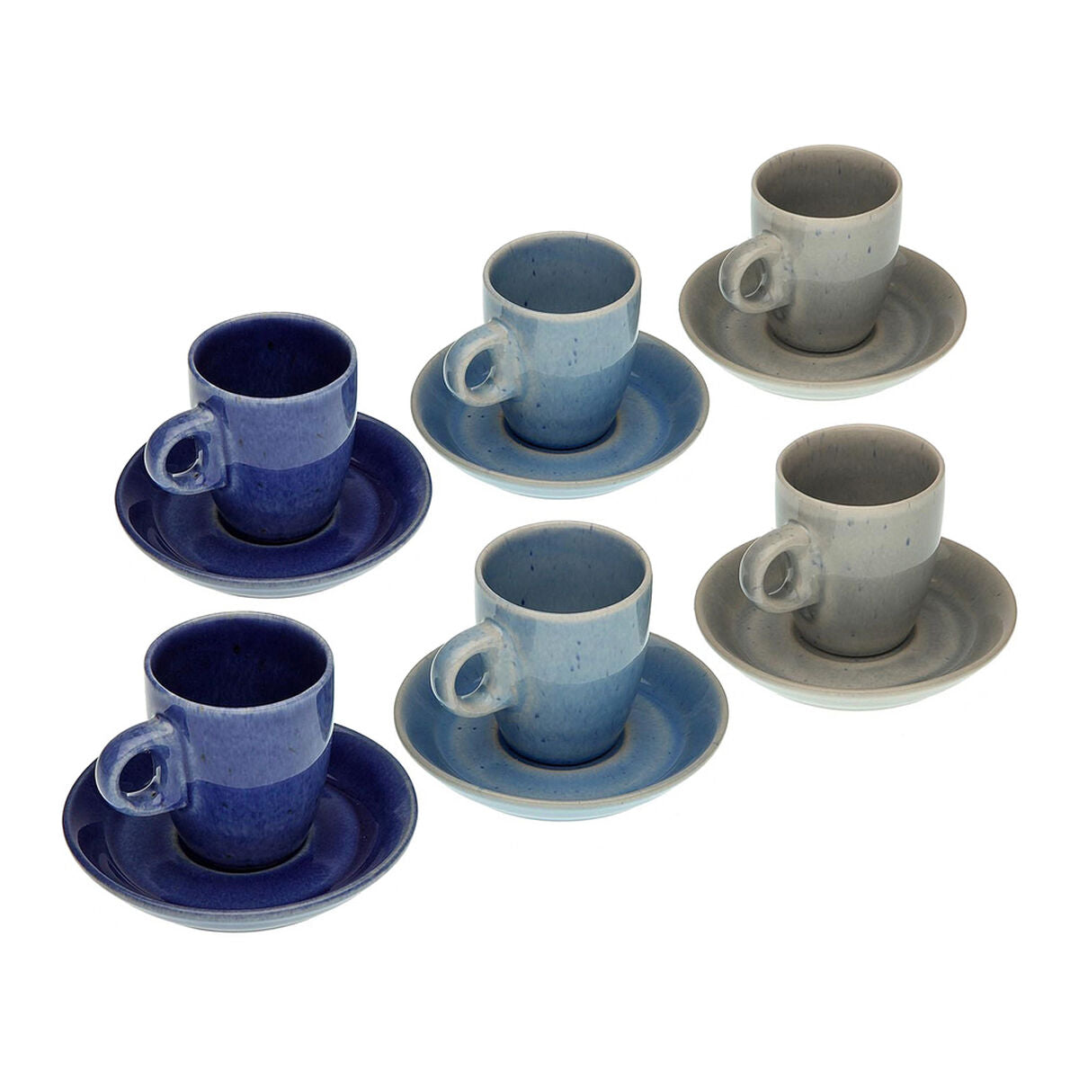 Set med 12 eleganta keramiska kaffekoppar - perfekt för vardag och festliga tillfällen.