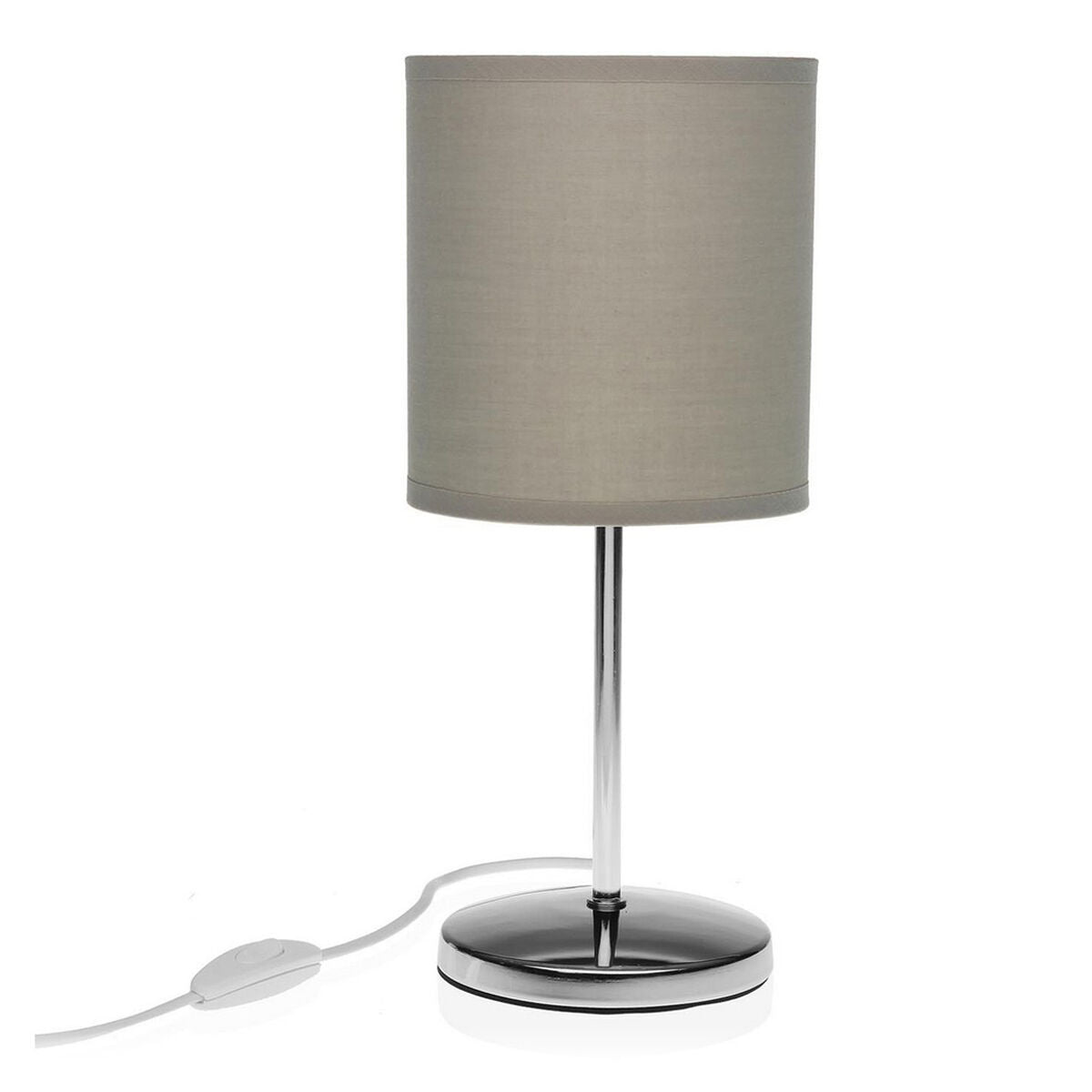 Elegant keramisk bordslampa med metallstomme - Ljusgrå färg, 13 x 13 x 29,5 cm, plug-in produkt.