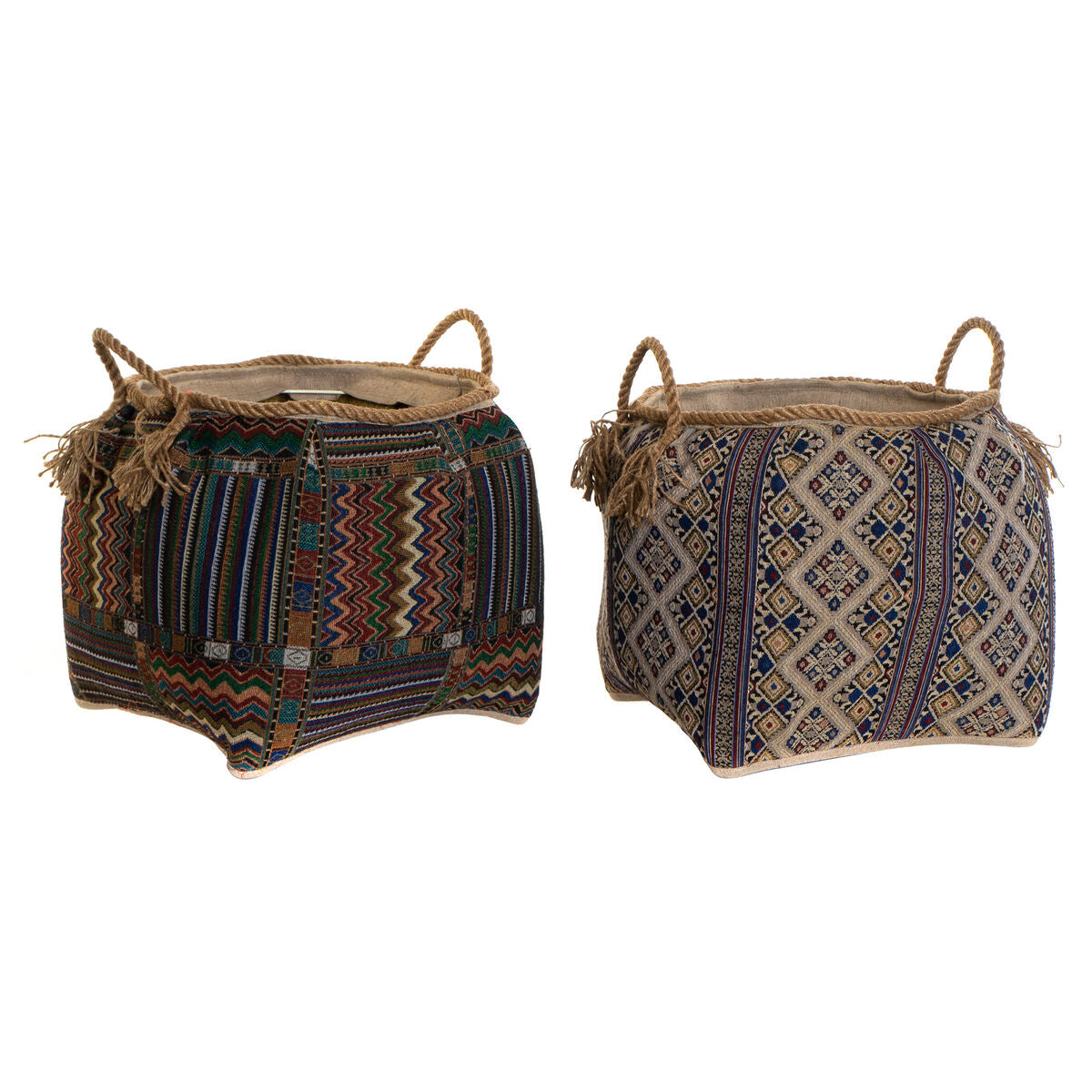 Naturliga Boho Korgar - 2-pack, storlek 41x41x40 cm, Multicolour, hållbar bomull och naturliga fibre