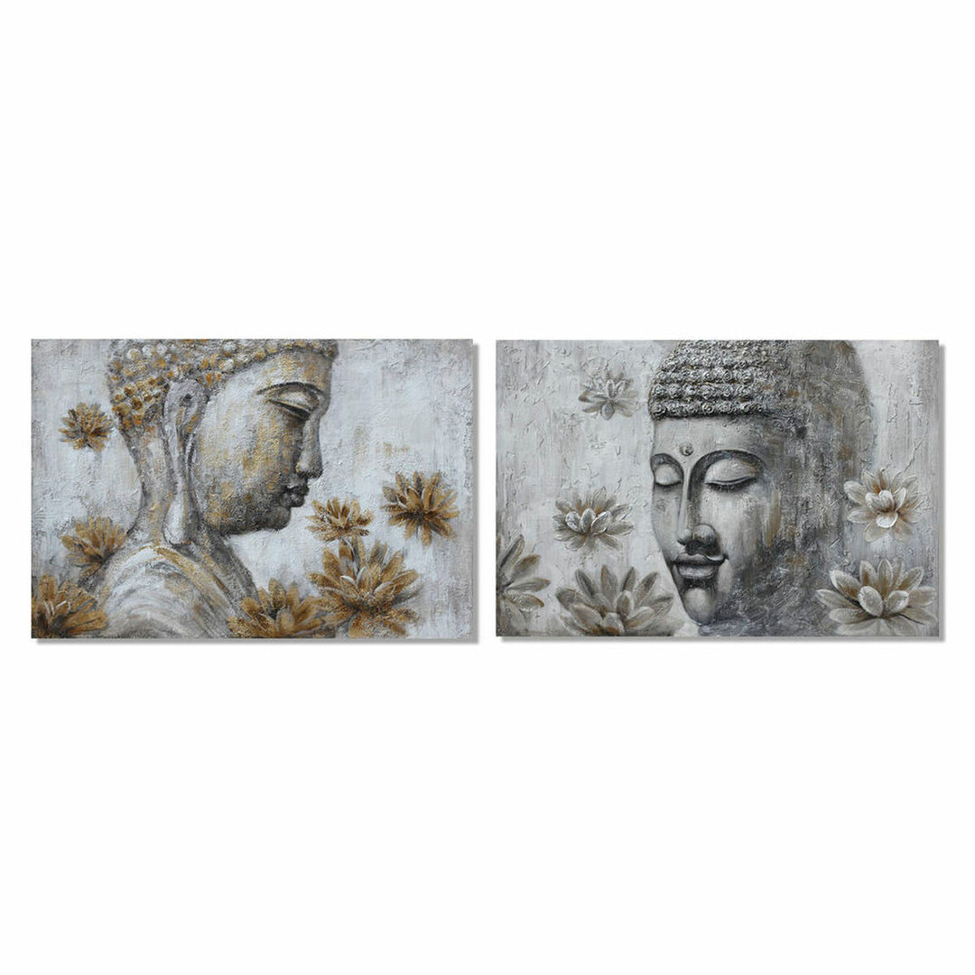 Orientalisk Buddha-tavla i träram, 120x80 cm, 2-pack - Handmålad, unik konst för harmoni i hemmet