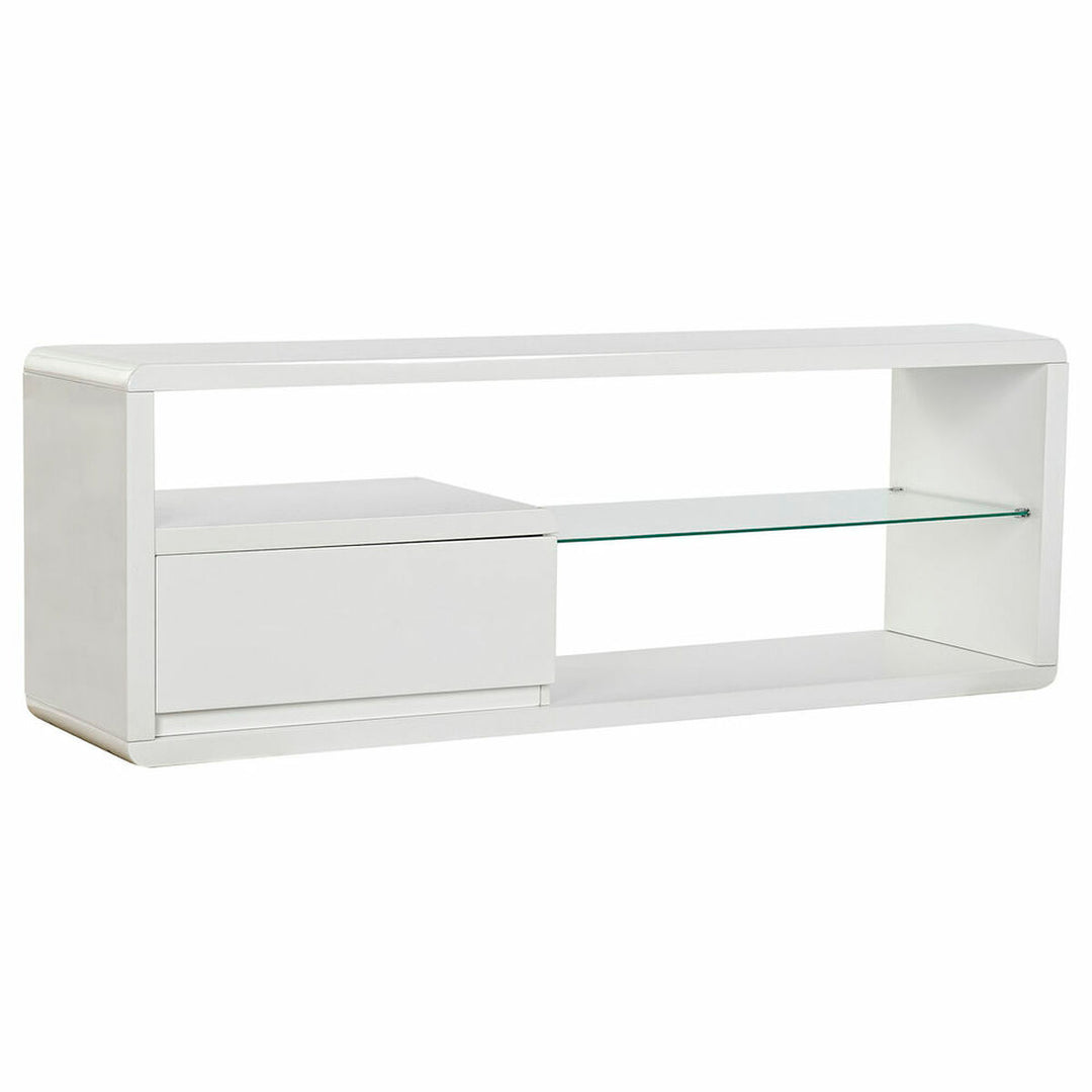 Stilren TV-bänk i vitt, 140 cm - DKD Home Decor. Modern design i trä MDF och glas.