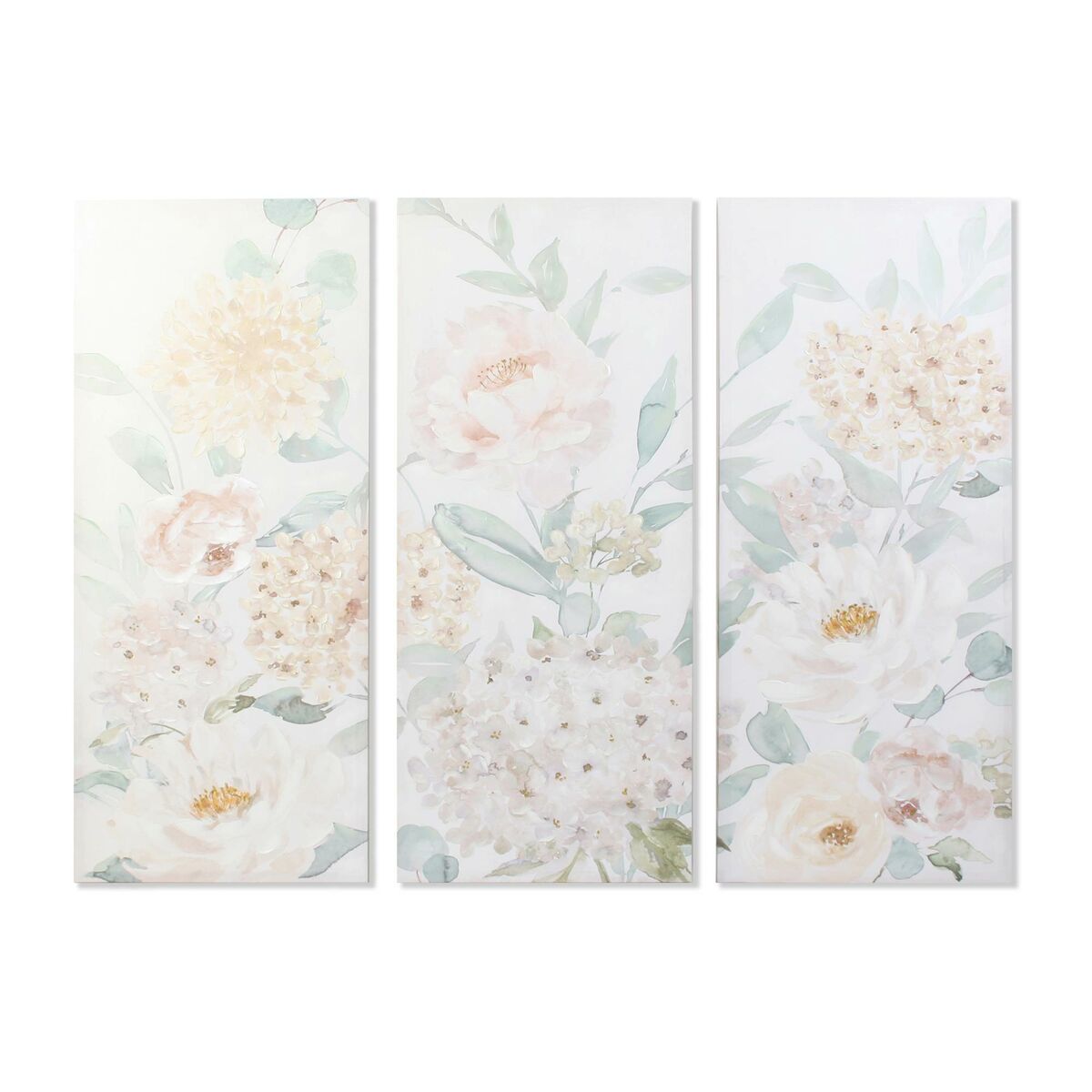 Shabby Chic Blomster Tavlor, 55x135 cm (3-pack) för en charmig atmosfär i ditt hem.