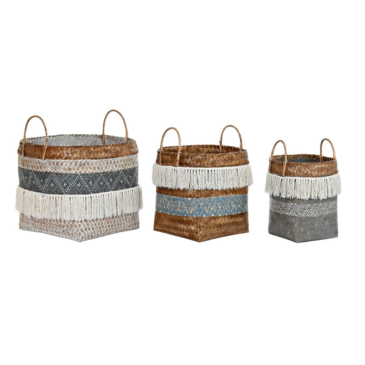 Bambu Boho Korgset 49 x 49 x 57 cm - DKD Home Decor - Vit, Grå, Naturell - Unik touch för ditt hem.