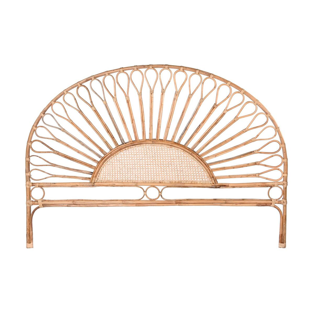 Naturell Solros Trä Rattan Sänggavel - Elegant design för fräsch inredning