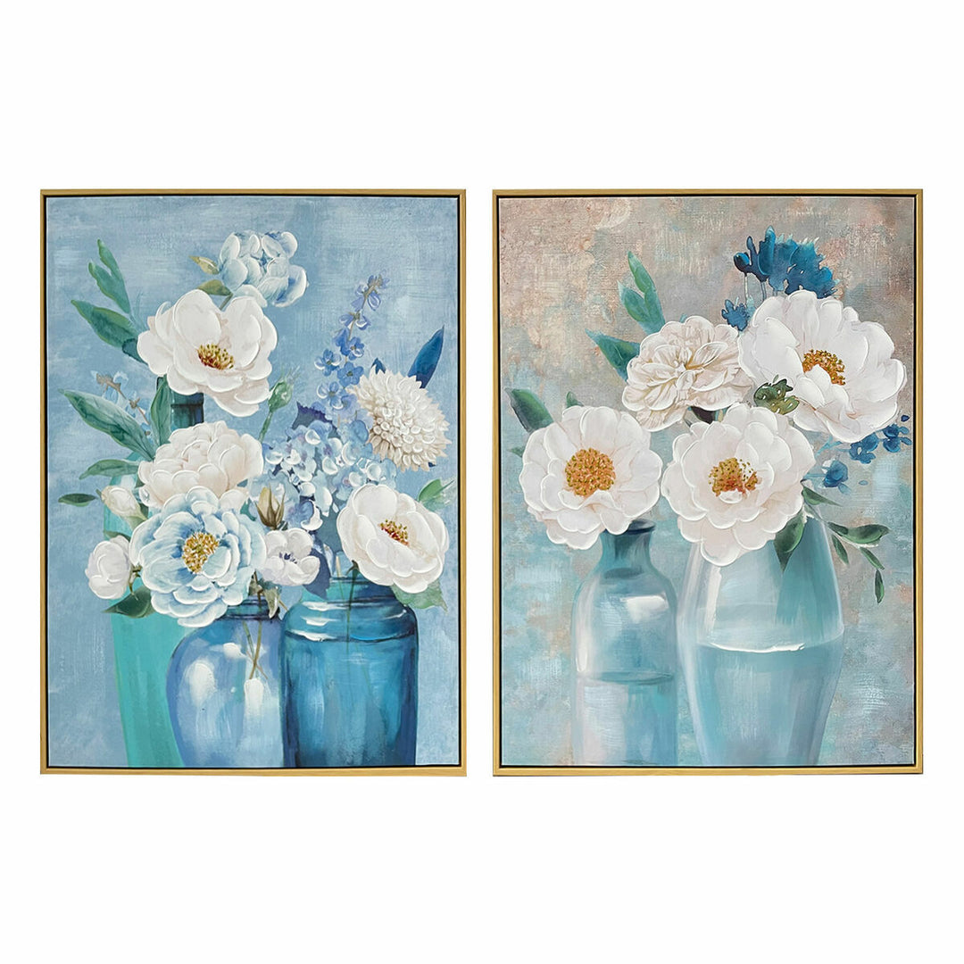 Shabby Chic Kanvas Väggkonst 2-pack, 60x80cm - Handmålade konstverk för inbjudande atmosfär