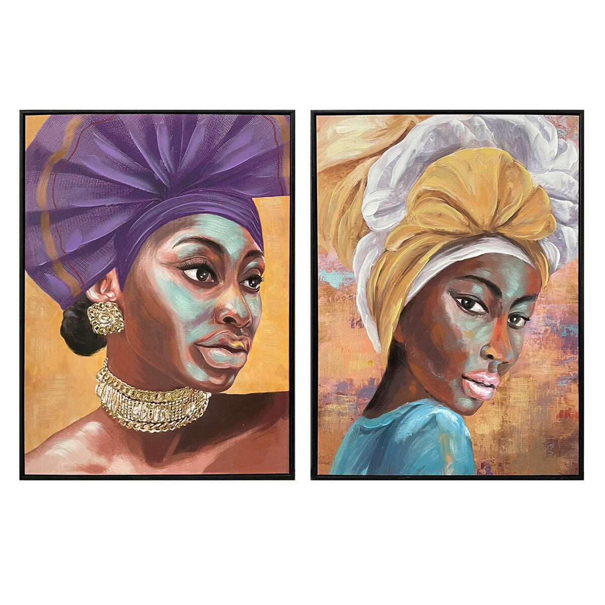 Afrikanska kanvasbilder i 2-pack, 60x80 cm - Skapa en unik och kulturell atmosfär i ditt hem.