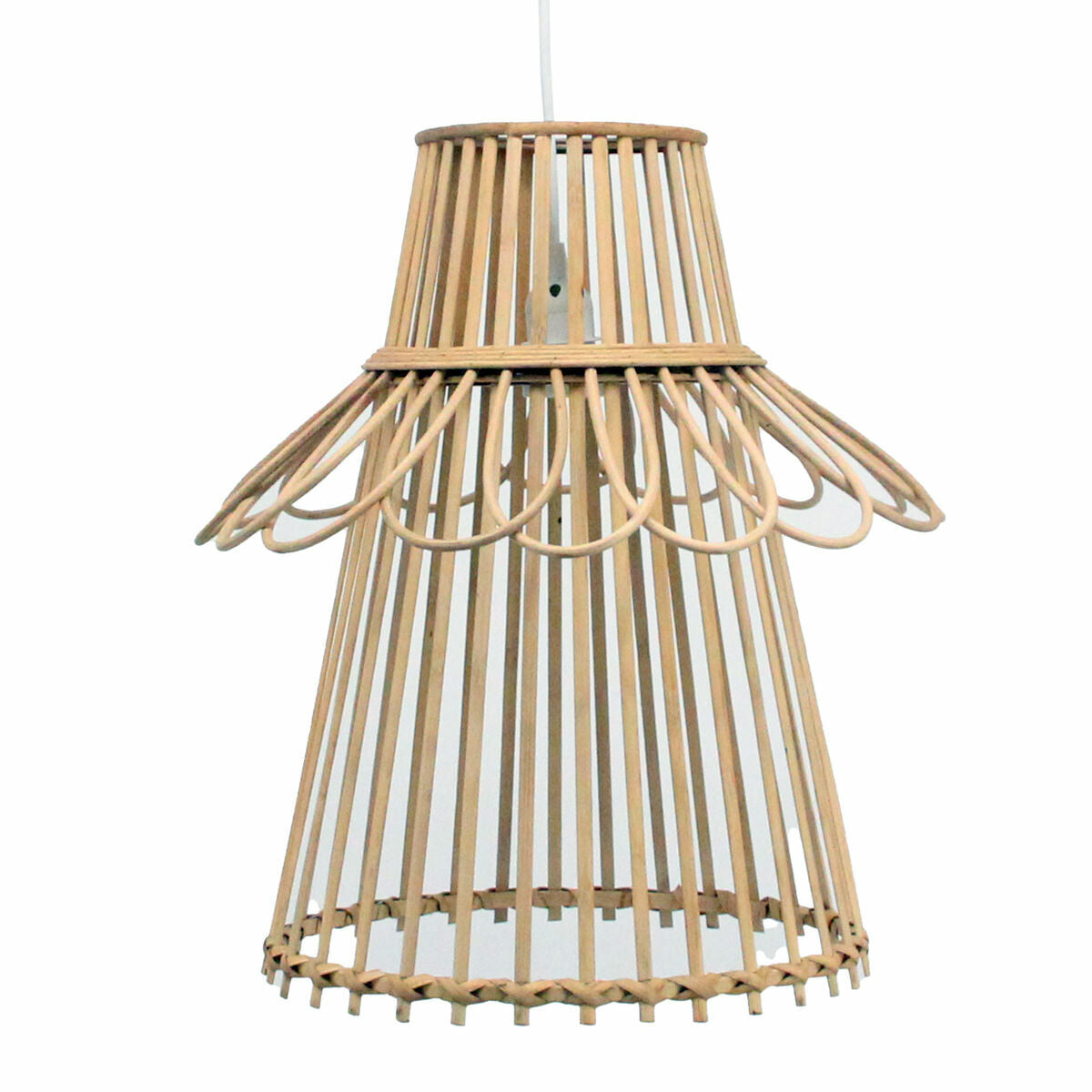 LED Taklampa i brun rattan, kraftfull belysning och stilren design (40x40x46 cm)