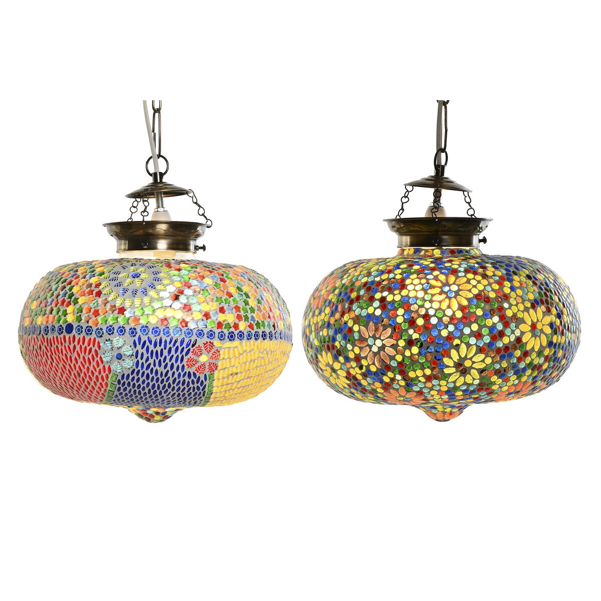 Färgglada glaskronor, 25W, 2-Pack - Taklampa med mosaik- och arabisk design i högkvalitativt glas.