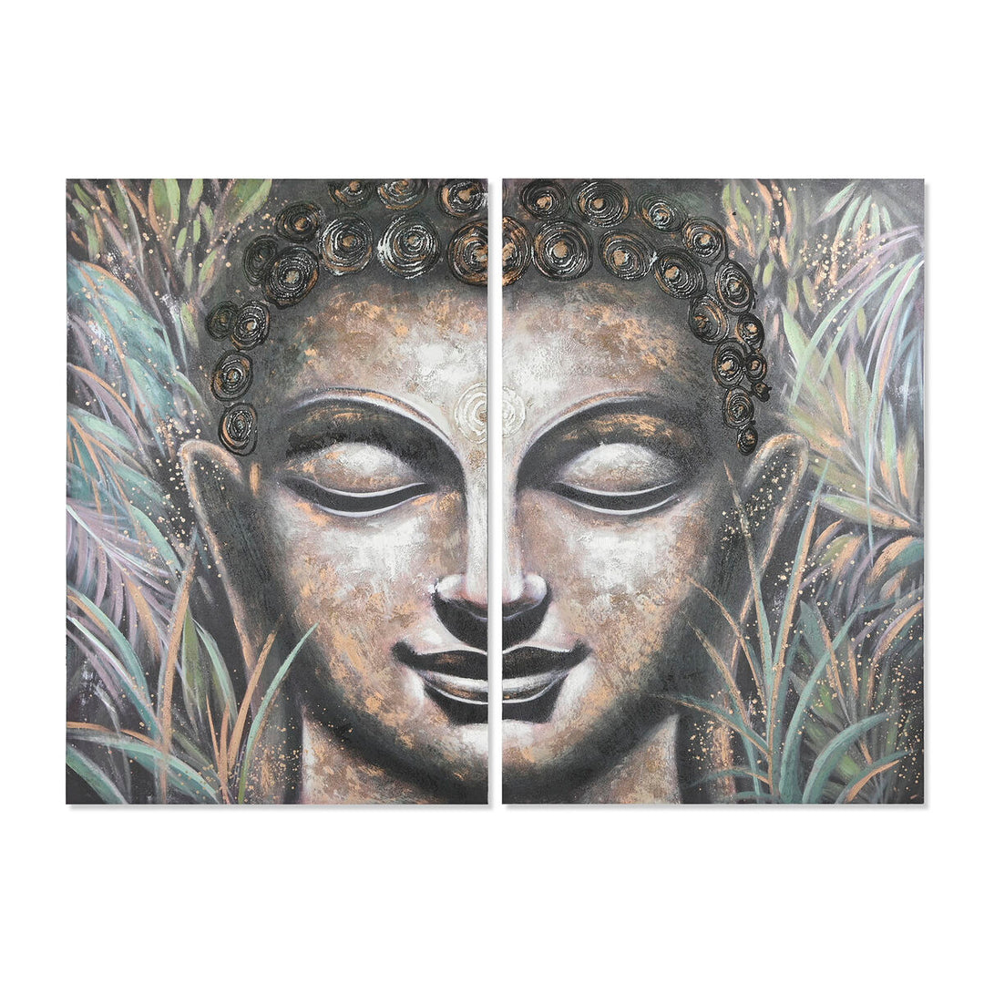 Handmålad Buddha i orientalisk stil, set med 2 tavlor, 160x120 cm, trä och kanvas