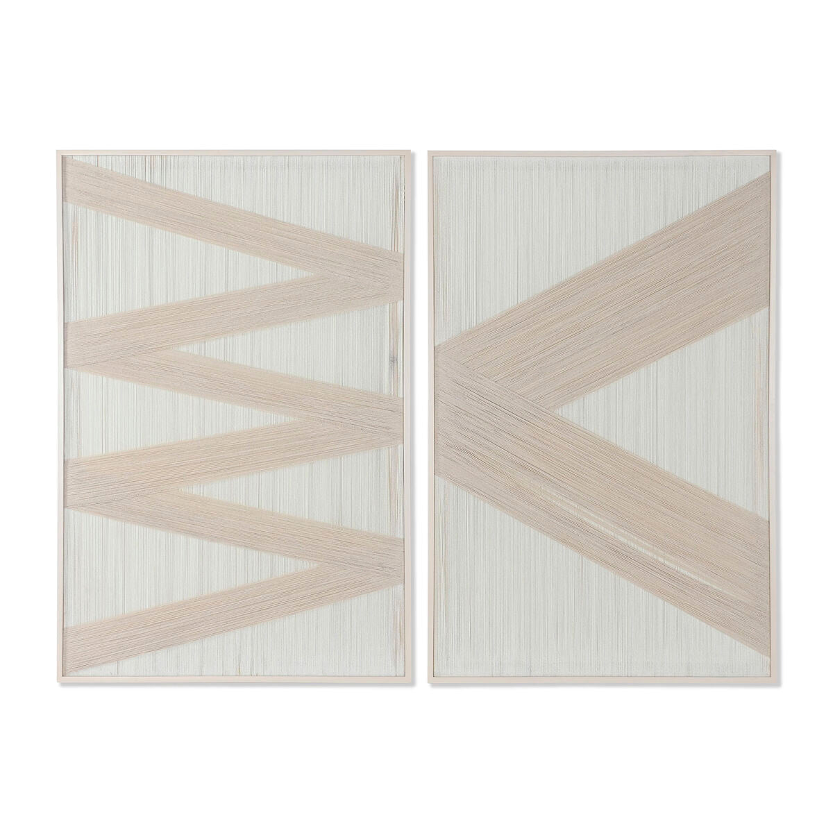 Modern Tavelsättning: 2-pack Esprit Tavla Home Modern - Vit och Beige bomull - 80x120x3 cm.