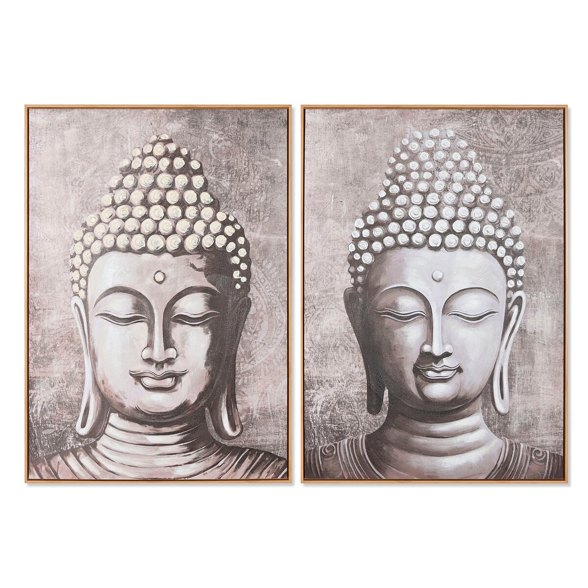 Orientalisk Buddha-tavla i trä, 70x100 cm - 2-pack för inredning med harmoni och balans.