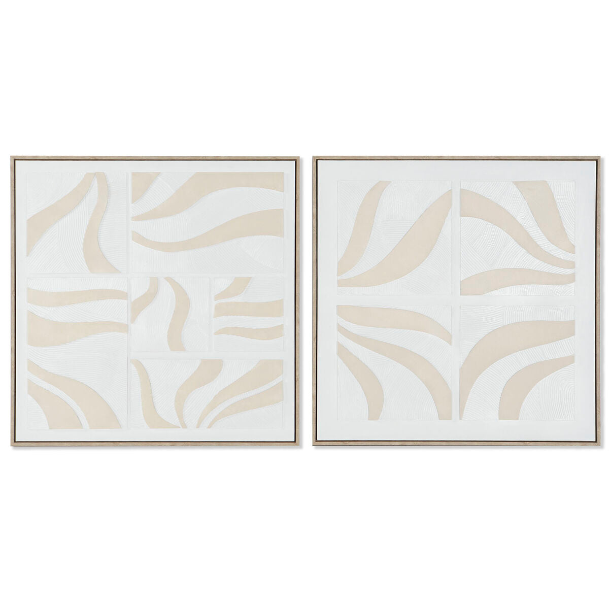 Abstrakt Skandinavisk Tavla i Vit Beige, 83 x 4,5 x 83 cm (2-pack) - Skandinavisk elegans för ditt h