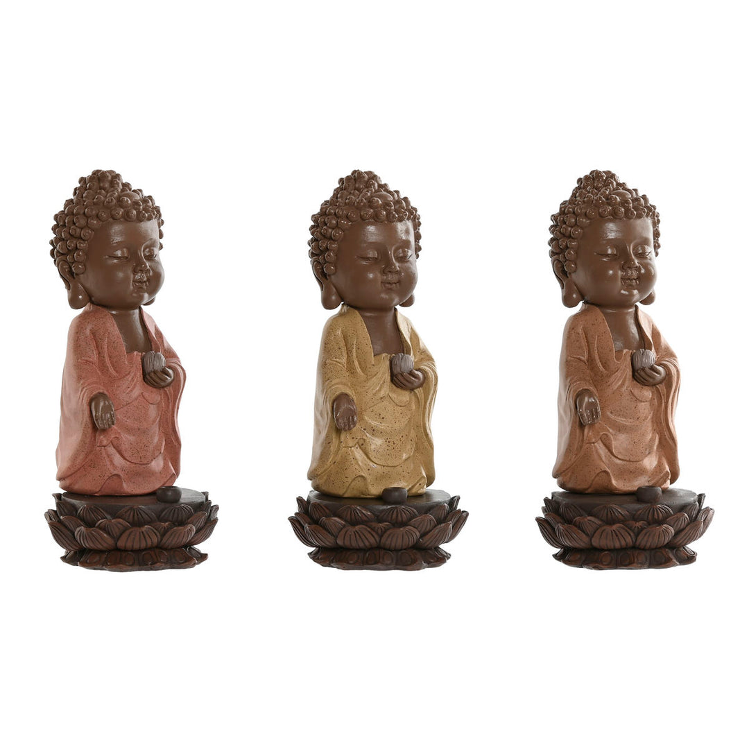 Buddha figur i harts - Elegant dekoration i brun & orange, 21 cm.