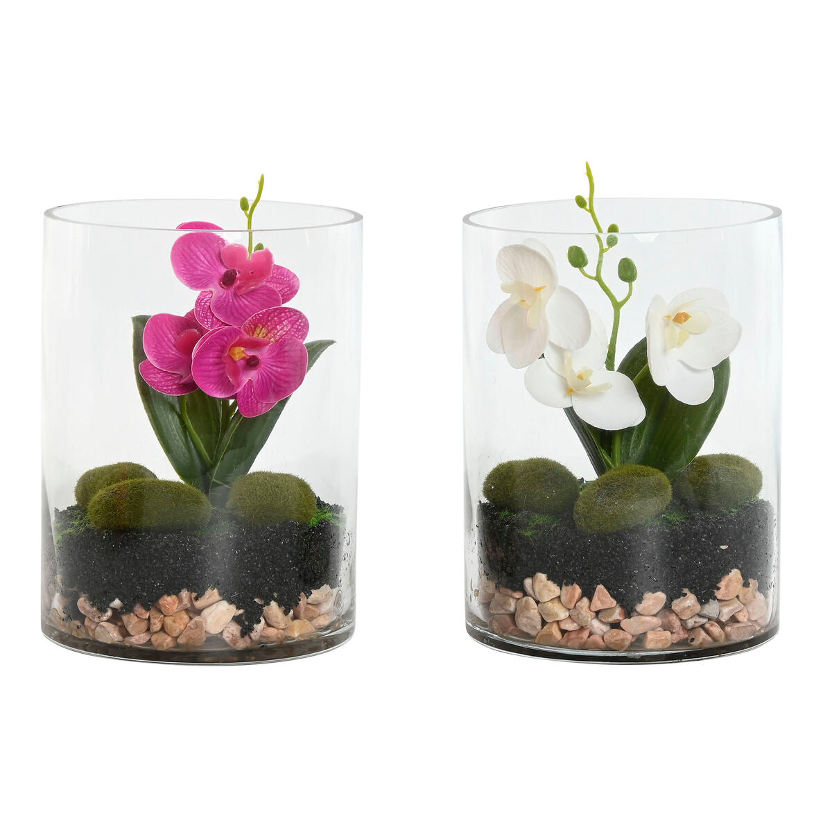 2-pack Vackra PVC-växter i glas, 15x15x20 cm. Idealisk dekorativ inredningsdetalj för ditt hem.