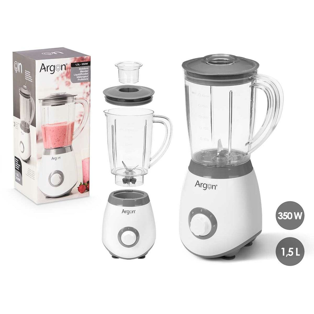 Argon Glasmixer 350 W - Vit/Grå, 1,5 L Kapacitet - Effektiv och mångsidig mixer för köket.