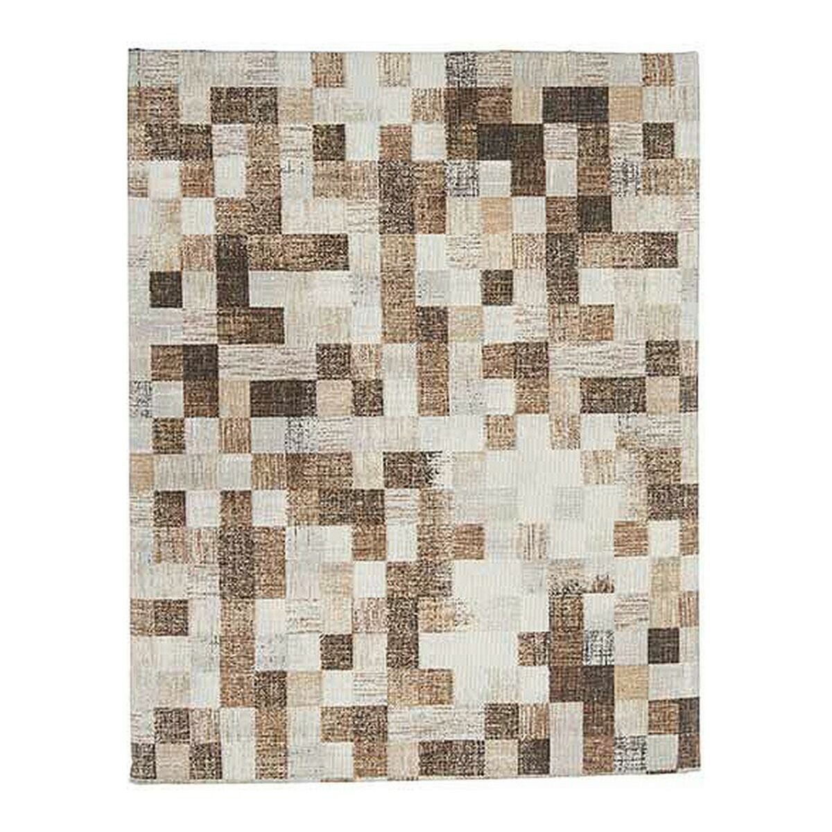 Beige bordsduk i Kinvara-design, tunn kanvas 140x180 cm, bomull/polyester, Terek.