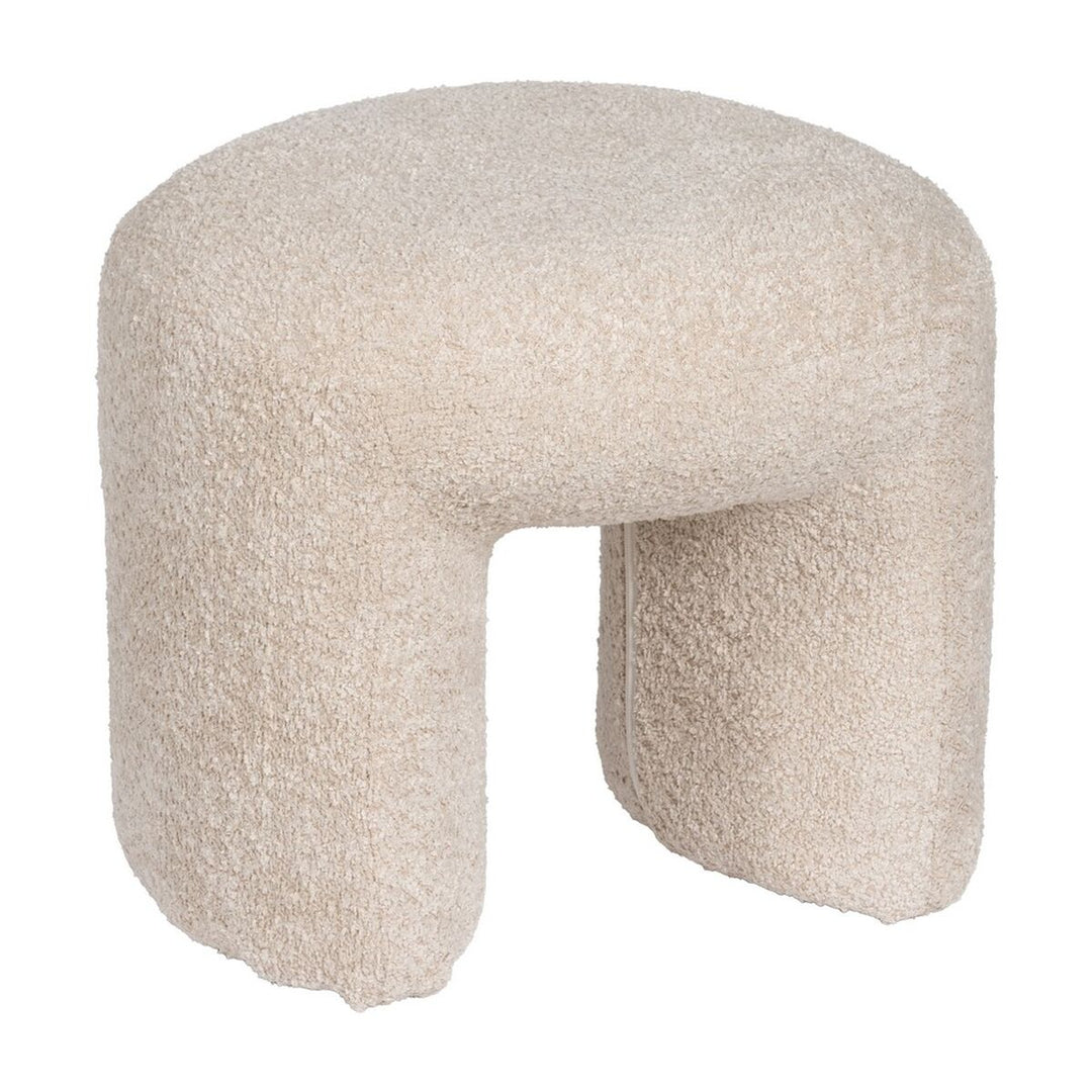 Elegant beige puff i polyester - praktisk och dekorativ sittpall.