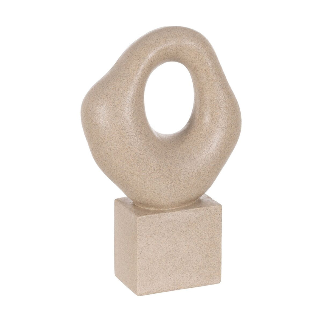 Elegant Beige Keramikfigur - Abstrakt Design, 44,5 cm, idealisk för modern inredning