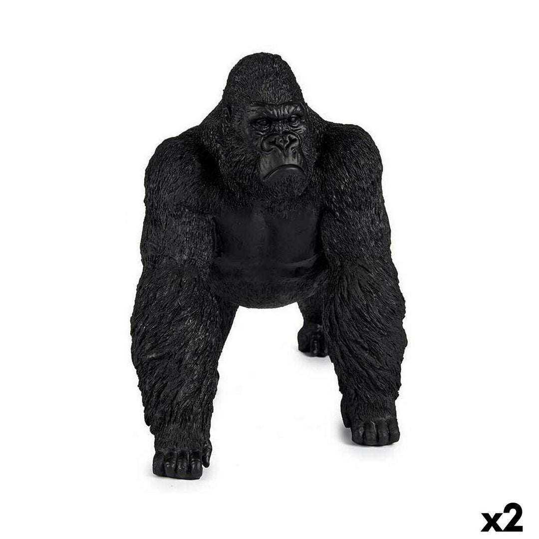 Svart gorillaprydnad i polyresin, 2-pack, 20 x 27 x 34 cm per figur. Inspirerad av gorillan. Perfekt