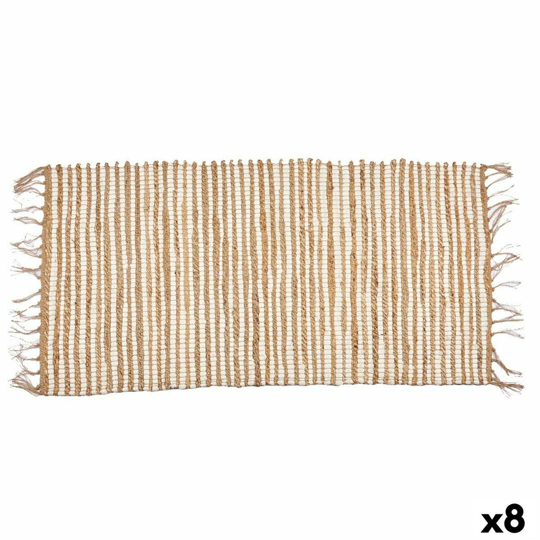 Vit Naturell Matta 70x140 cm (8-pack) - Stilren och hållbar matta i bomull och jute, passar alla rum