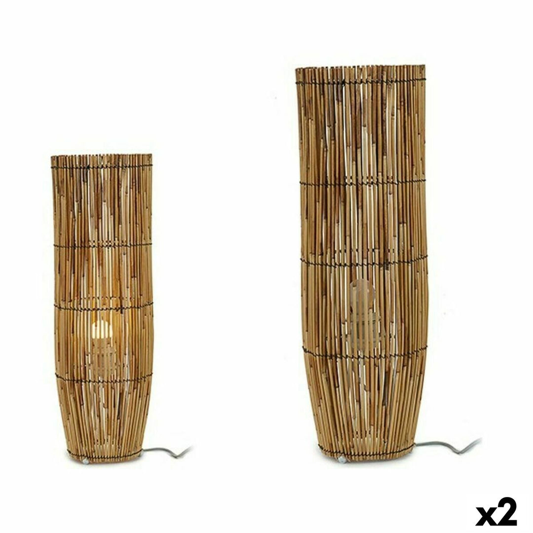 Naturliga Bambu Golvlampor - Set med 2 stycken, stilfulla och moderna.