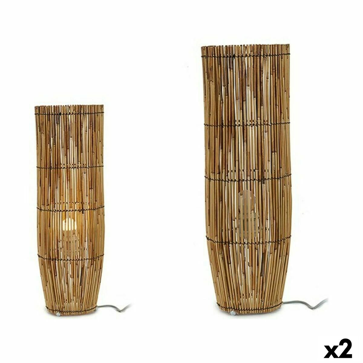 Naturliga Bambu Golvlampor - Set med 2 stycken, stilfulla och moderna.